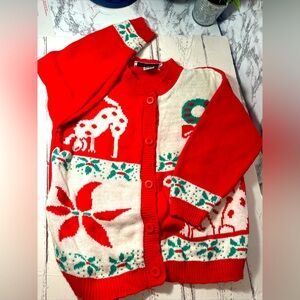 Girls Christmas sweater Plum Ave USA made 1995 EUC